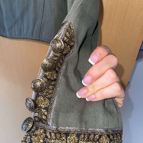 Comme Womens Jacket Size Large Green Military Inspired Pure Cotton New - Picture 7 of 12